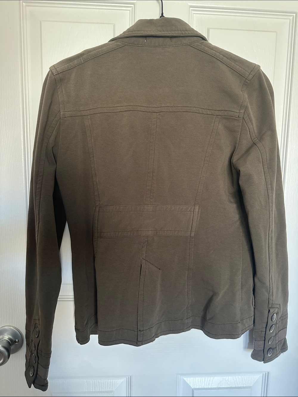 hazel Olive Double-Breasted Cotton Pea Coat - Picture 3 of 3